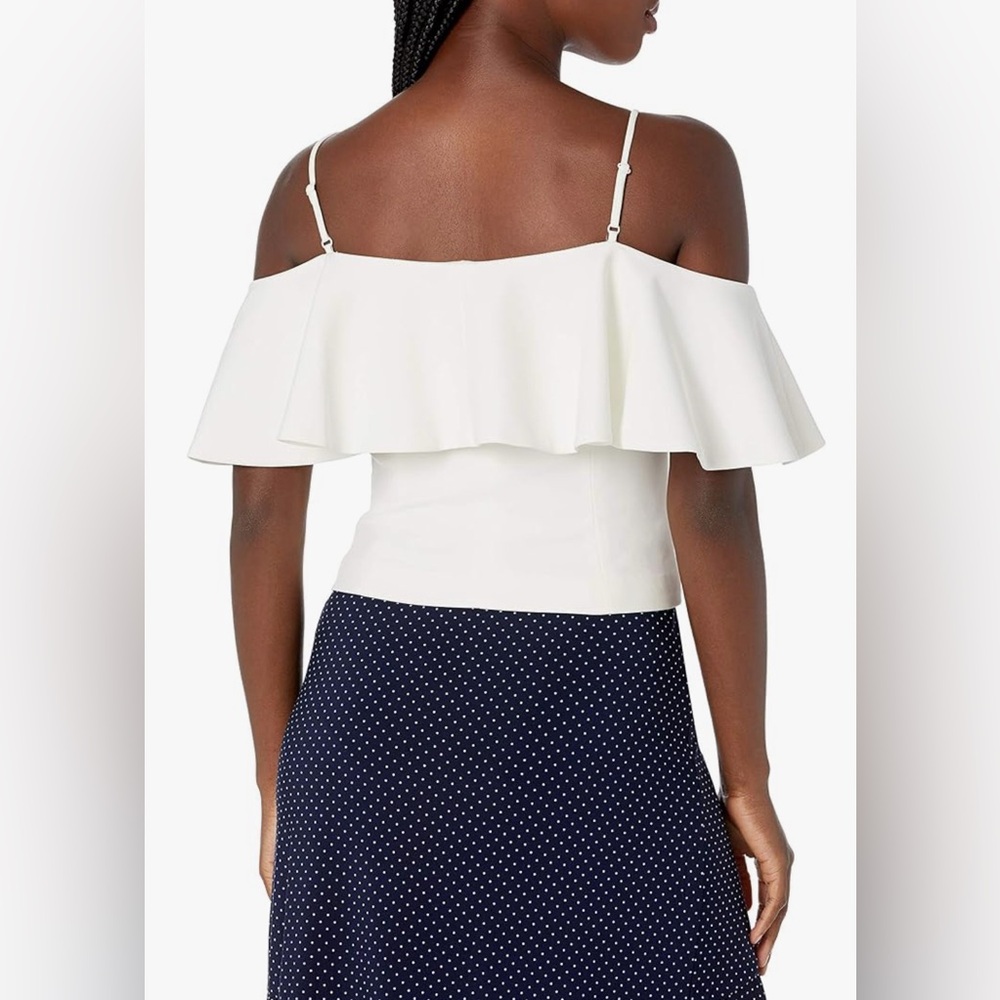 ❣️Eliza J Ruffled Off-Shoulder Top in Ivory Size 2 - Picture 2 of 4